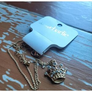 Charming Charlie Goldtone Crown Charm Pendant Necklace NEW Costume Fashion Jewel
